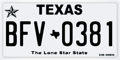 TX license plate BFV0381