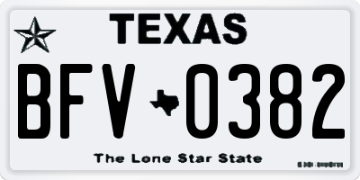 TX license plate BFV0382