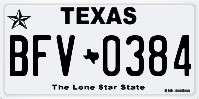 TX license plate BFV0384