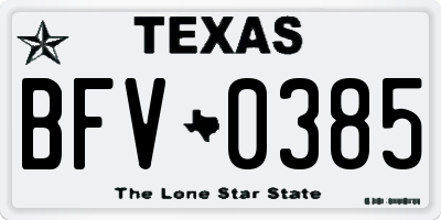 TX license plate BFV0385