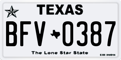 TX license plate BFV0387