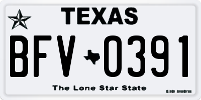 TX license plate BFV0391
