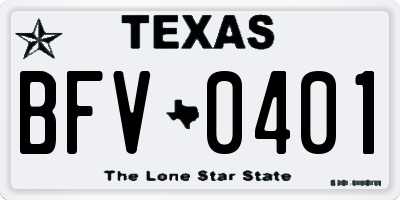 TX license plate BFV0401