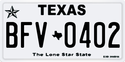 TX license plate BFV0402