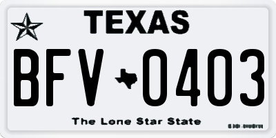 TX license plate BFV0403