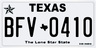 TX license plate BFV0410