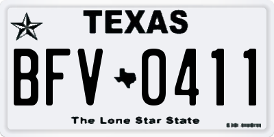 TX license plate BFV0411