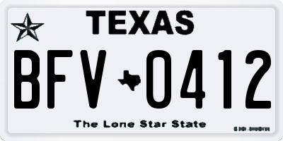 TX license plate BFV0412