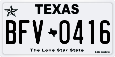 TX license plate BFV0416