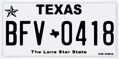 TX license plate BFV0418
