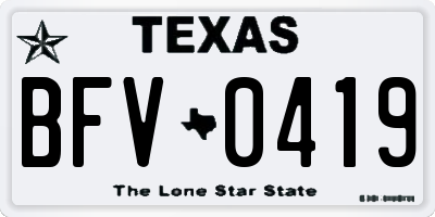 TX license plate BFV0419