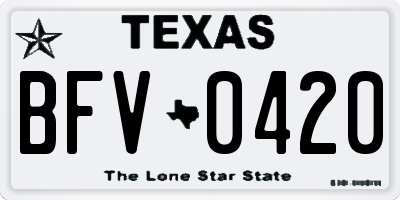 TX license plate BFV0420