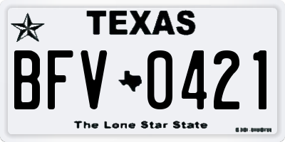 TX license plate BFV0421