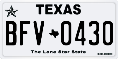 TX license plate BFV0430