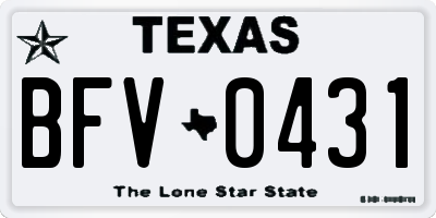 TX license plate BFV0431