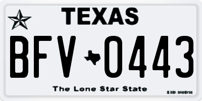 TX license plate BFV0443