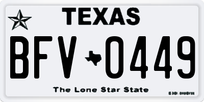 TX license plate BFV0449
