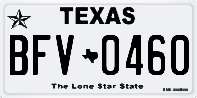 TX license plate BFV0460