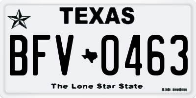 TX license plate BFV0463