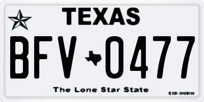 TX license plate BFV0477