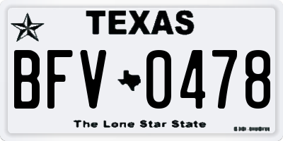 TX license plate BFV0478