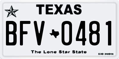 TX license plate BFV0481