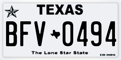 TX license plate BFV0494