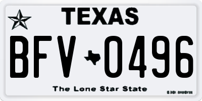 TX license plate BFV0496