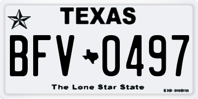 TX license plate BFV0497