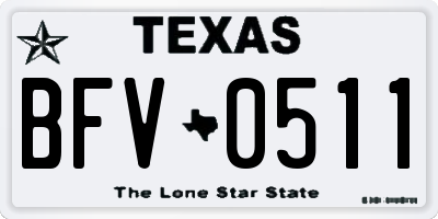 TX license plate BFV0511