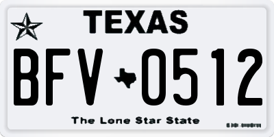 TX license plate BFV0512
