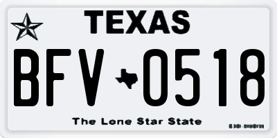 TX license plate BFV0518
