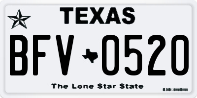 TX license plate BFV0520