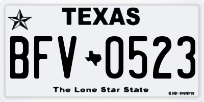 TX license plate BFV0523
