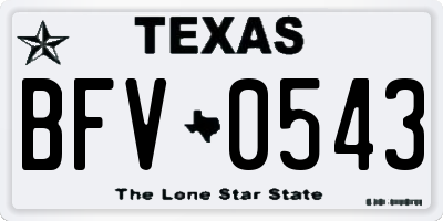 TX license plate BFV0543