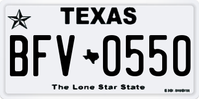TX license plate BFV0550