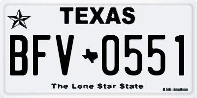 TX license plate BFV0551