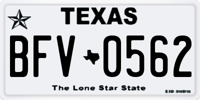 TX license plate BFV0562