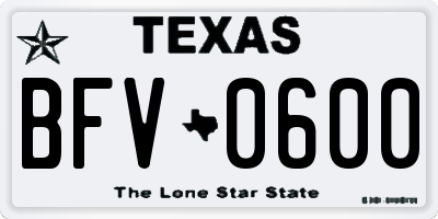 TX license plate BFV0600