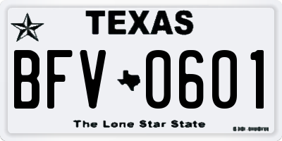 TX license plate BFV0601