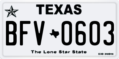 TX license plate BFV0603