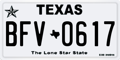 TX license plate BFV0617