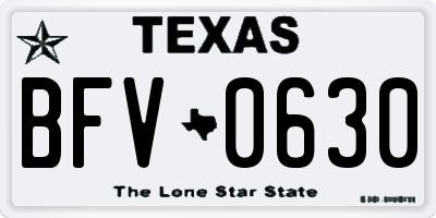 TX license plate BFV0630
