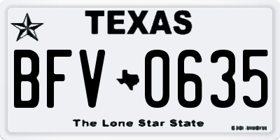 TX license plate BFV0635