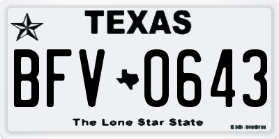 TX license plate BFV0643