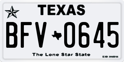 TX license plate BFV0645