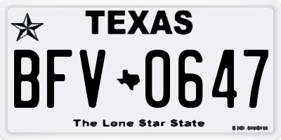 TX license plate BFV0647