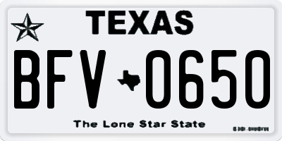 TX license plate BFV0650