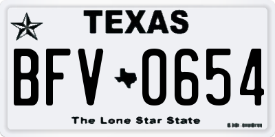 TX license plate BFV0654