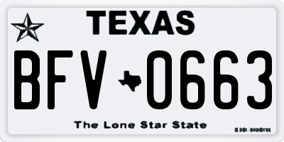 TX license plate BFV0663